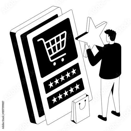 A unique design illustration of shopping ratings 