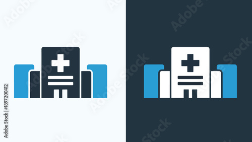 Hospital icon set - Blue icon set - Modern style icon - Vector icon set - Glyph and solid icon set - Icon vector - Flat Design Icon - Stock illustration
