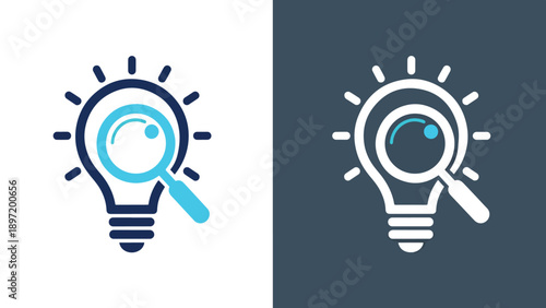 Idea lightbulb icon set - Blue icon set - Modern style icon - Vector icon set - Glyph and solid icon set - Icon vector - Flat Design Icon - Stock illustration
