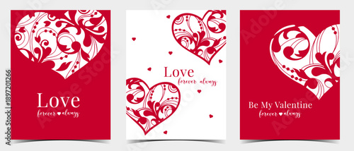 Set of Valentine's Day cards with a decorative heart.