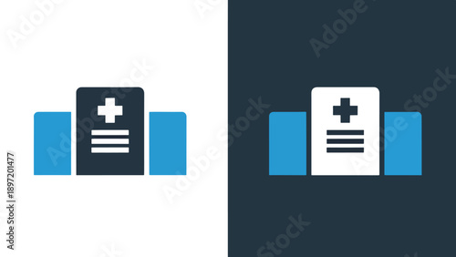 Medical document icons - Blue icon set - Modern style icon - Vector icon set - Glyph and solid icon set - Icon vector - Flat Design Icon - Stock illustration