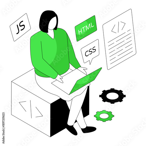 Unique design illustration of web developer 