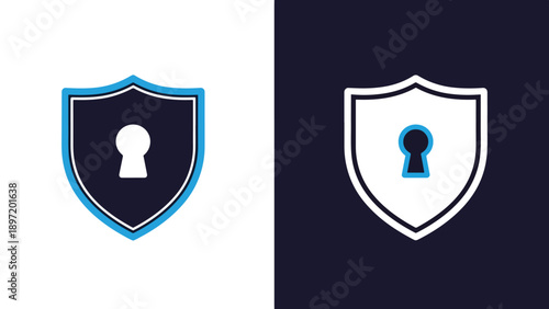 Security shield icons - Blue icon set - Modern style icon - Vector icon set - Glyph and solid icon set - Icon vector - Flat Design Icon - Stock illustration