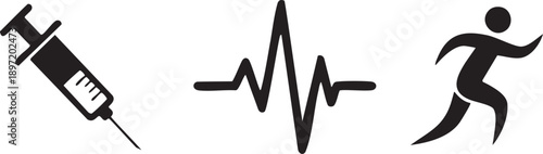 Syringe Heartbeat Fitness Medical Health Exercise Vitality Icon