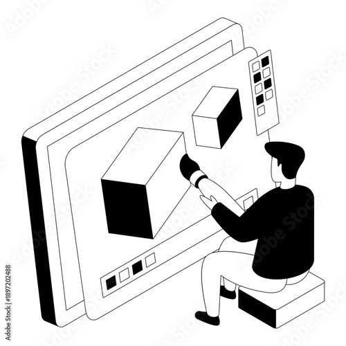 A colored design illustration of 3d designing 