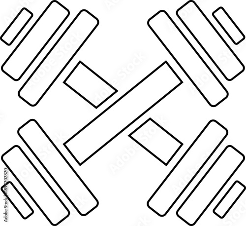 Crossed Dumbbells Minimal Fitness Line Icon.