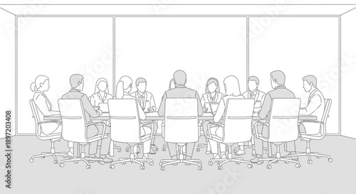 diverse business professionals collaborating and strategizing during a corporate meeting in a modern conference room illustrating teamwork and communication.