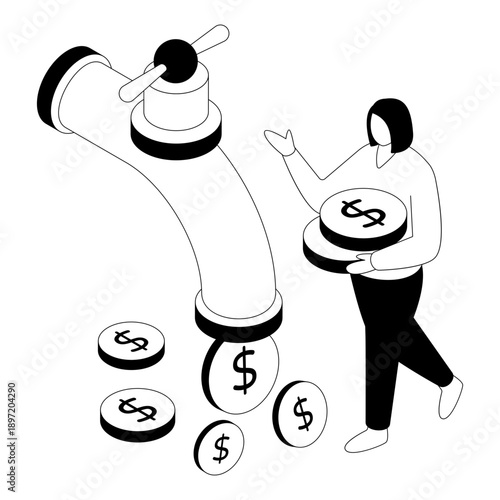 Modern design illustration of money tap
