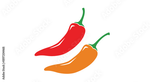 Two colorful chili peppers displayed in a striking silhouette