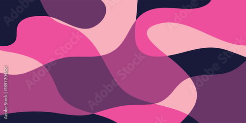 Abstract Wavy Shapes Background in Pink and Purple Tones.