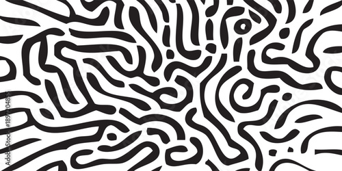 Abstract organic maze pattern black and white.