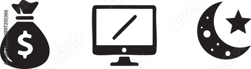 Money Bag Monitor Off Moon Star Wealth Screen