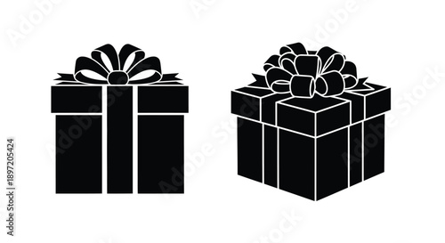 Two black gift boxes with bows a striking silhouette