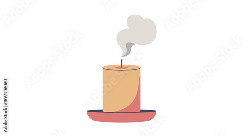 Candle with Smoke and Flame Illustration.
