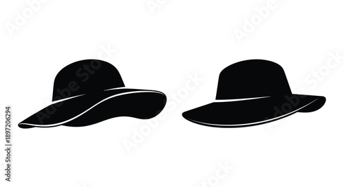Two black hats displayed against a white background silhouette
