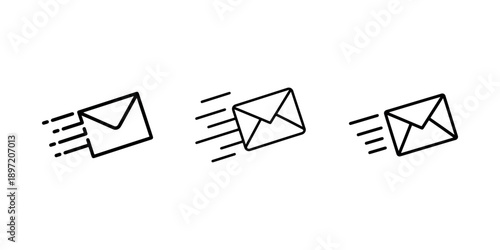 Email message vector icon, new incoming mail, sms or notification sending, fast shipping symbol, outline web sign, postal delivery concept