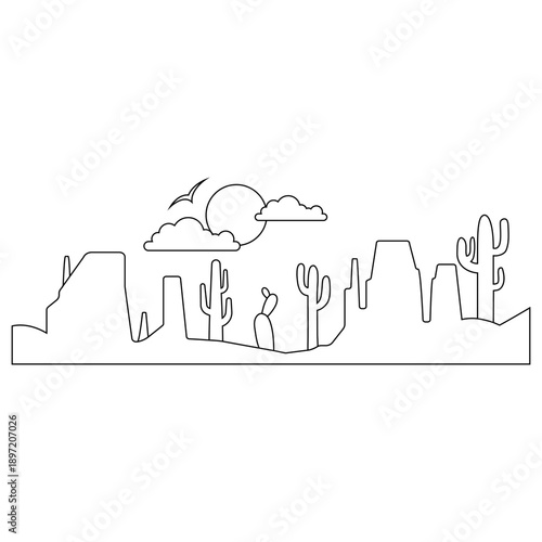 Desert vector icon. Mountain landscape Illustration sign. Mountains symbol or logo.