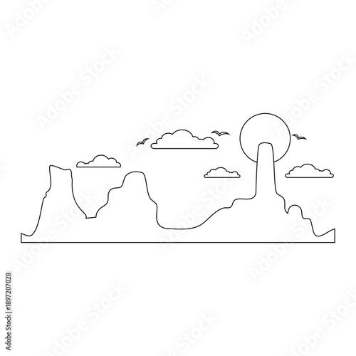 Desert vector icon. Mountain landscape Illustration sign. Mountains symbol or logo.