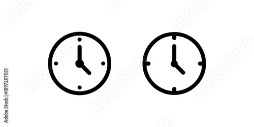 Clock vector icons showing time, deadline, schedule, and planning concept, watch symbol for appointments and events, isolated on white