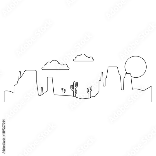 Desert vector icon. Mountain landscape Illustration sign. Mountains symbol or logo.