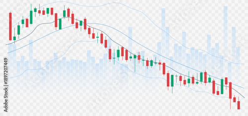 Trading candlestick chart design. Trading charts for financial or business concepts. Stocks, crypto, forex. Vector illustration