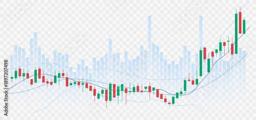 Trading candlestick chart design. Trading charts for financial or business concepts. Stocks, crypto, forex. Vector illustration