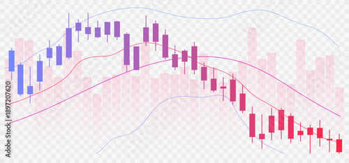 Trading candlestick chart design. Trading charts for financial or business concepts. Stocks, crypto, forex. Vector illustration