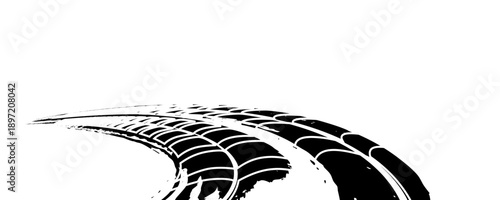 Tire track. Car, bike, motorcycle tyre mark with grunge effect isolated on white background. Wheel footprint on the road.