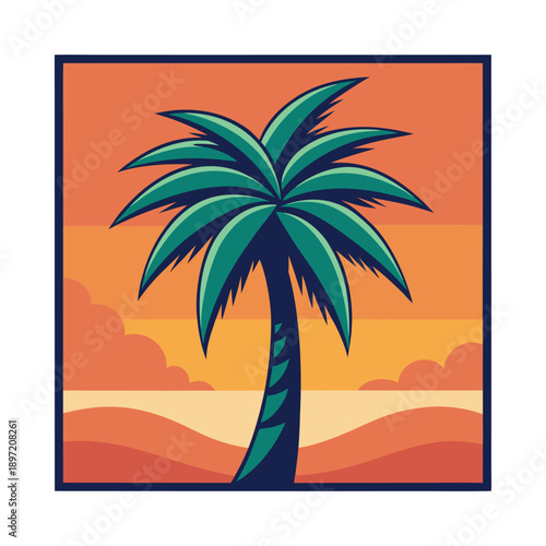 Abstract geometric composition featuring curved bands of warm colors primarily orange 