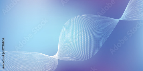 Abstract flowing light blue and purple gradient background with ethereal waves.