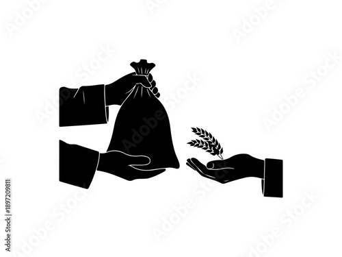 Charity Donation and Grain Sharing Hands