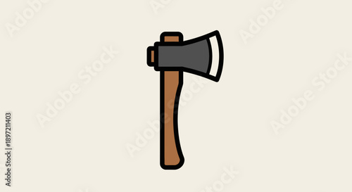 Illustration of an axe used in construction and woodworking tasks with a wooden handle and metal blade