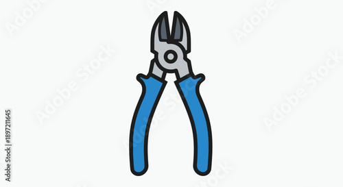 Pliers tool illustration on white background, a common handheld device used for gripping and bending various objects