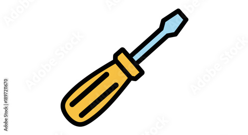 Screwdriver illustration isolated on a plain background viewed from a slight angle