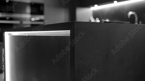 Modern Kitchen Island With Integrated LED Lighting Ambient Glow Detail