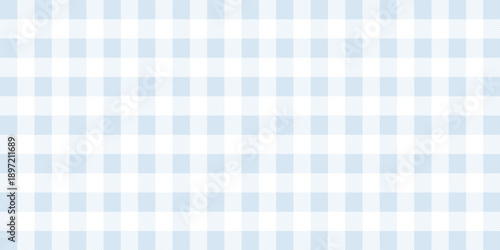 Seamless Light Blue Gingham Pattern Background. Classic Two-Tone Pastel Plaid Check Design for Fabric, Textile, Wallpaper, and Picnic Decor.