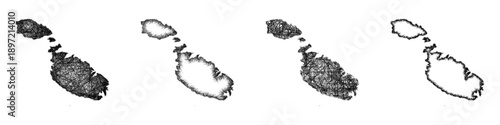 Sketch Malta map design set