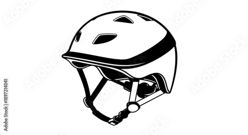 A close-up view of a bicycle helmet illustration on a plain background showcasing safety gear for cycling activities
