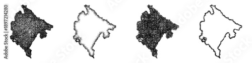 Sketch Montenegro map design set