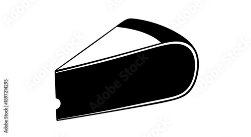 Illustration of a black and white slice of cake on a clean white background from a side viewpoint