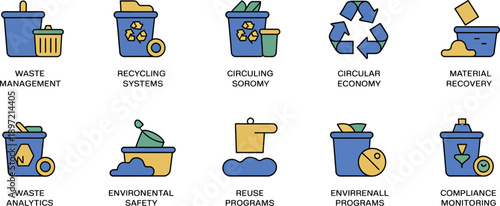 Waste Management and Recycling Programs Icons