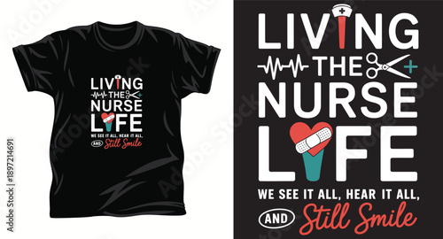 Nurse graphic vector t shirt design print.