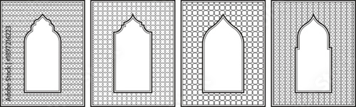 Architectural comparison of islamic arch designs with intricate lattice patterns and variations