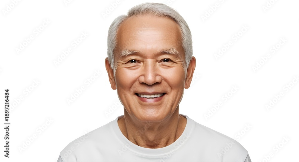Obraz premium Healthy Senior Man Smiling Isolated on White Background 