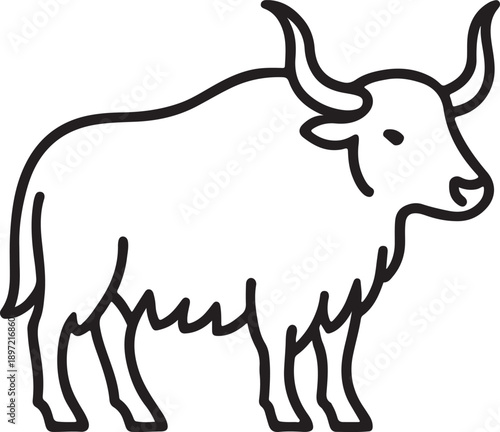 Minimalist Line Drawing of Yak in Profile