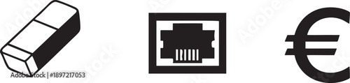 Eraser Ethernet Euro School Tools Network Connection Currency