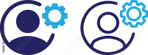 user profile gear bule bule line icon set vector illustration logo design 