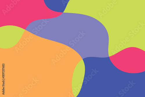 An abstract, colorful childish background with organic, primitive shapes. A bright, childish backdrop with smooth lines. Vector illustration.