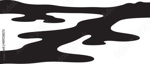 Abstract black liquid shapes on white background illustration design