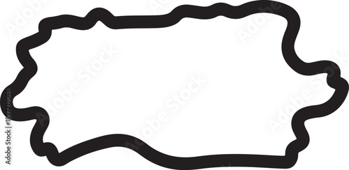 Black irregular shape outline on white background illustration